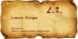 Lencs Kinga névjegykártya